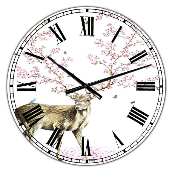 Designart Oversized Multicolor Analog Round Cottage Modern Wall Clocks, CLM25678-C23