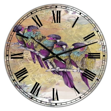 Designart Oversized Multicolor Analog Round Cottage Modern Wall Clocks, CLM25967-C23