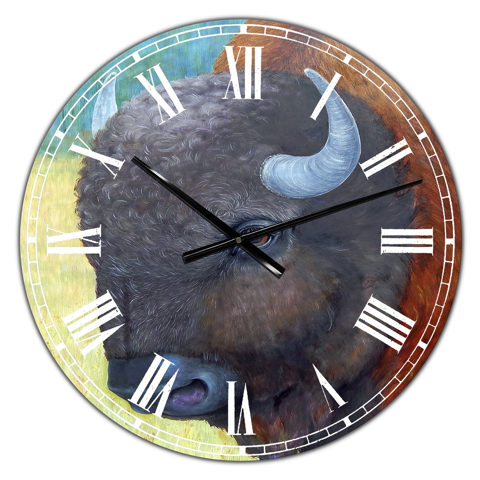 Designart Oversized Multicolor Analog Round Farmhouse Modern Wall Clocks, CLM25968-C23