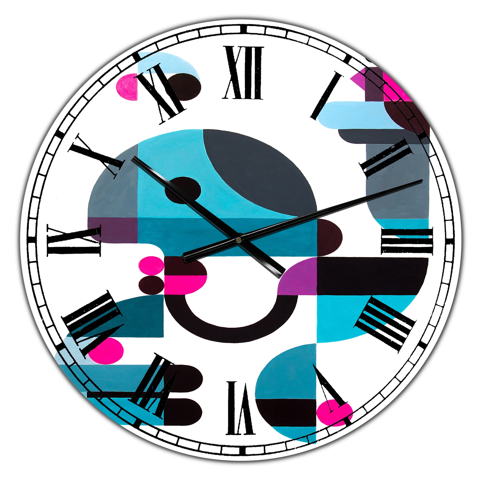 Designart Oversized Multicolor Analog Round Mid-Century Modern Wall Clocks, CLM25081-C23
