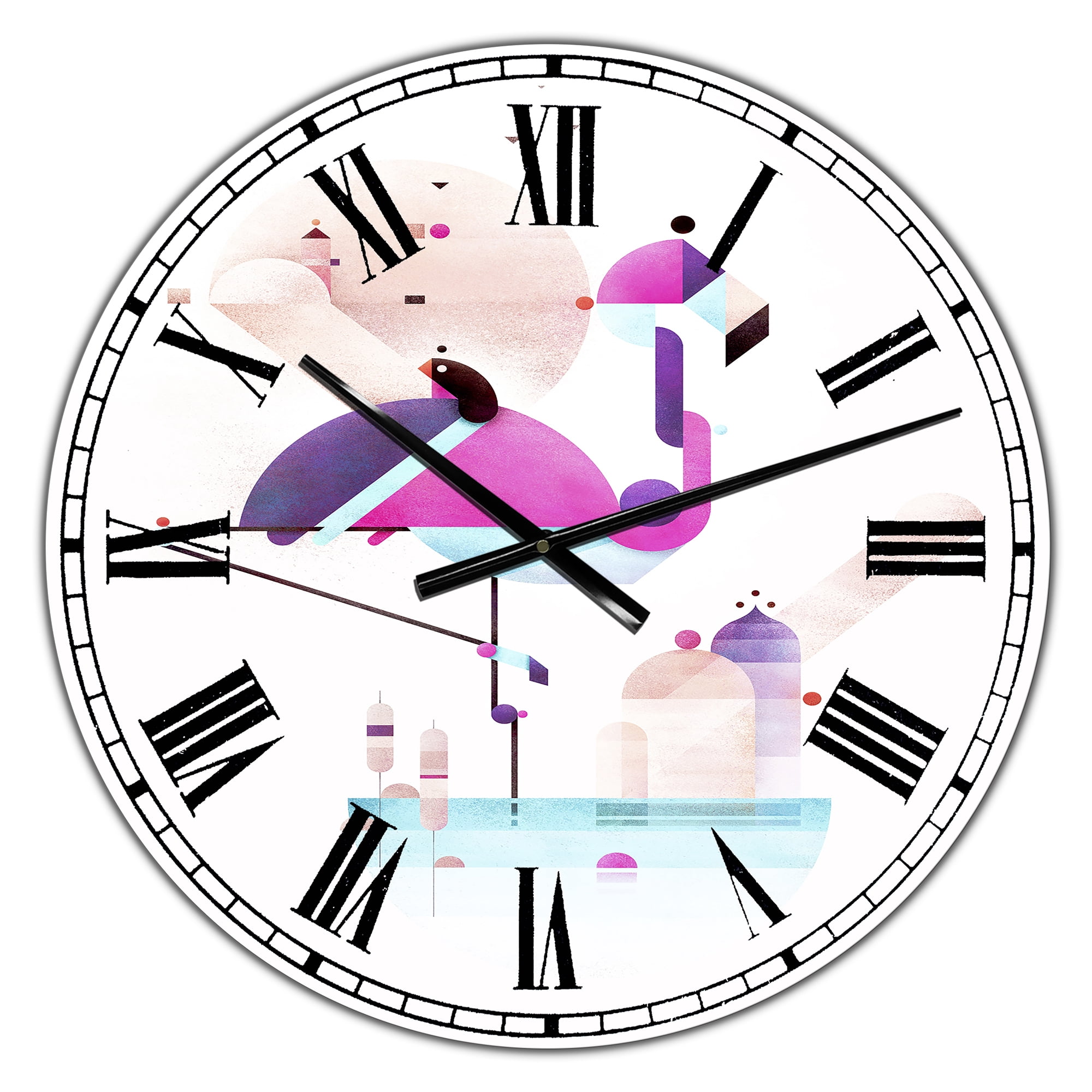 Designart Oversized Multicolor Analog Round Mid-Century Modern Wall Clocks, CLM25088-C23