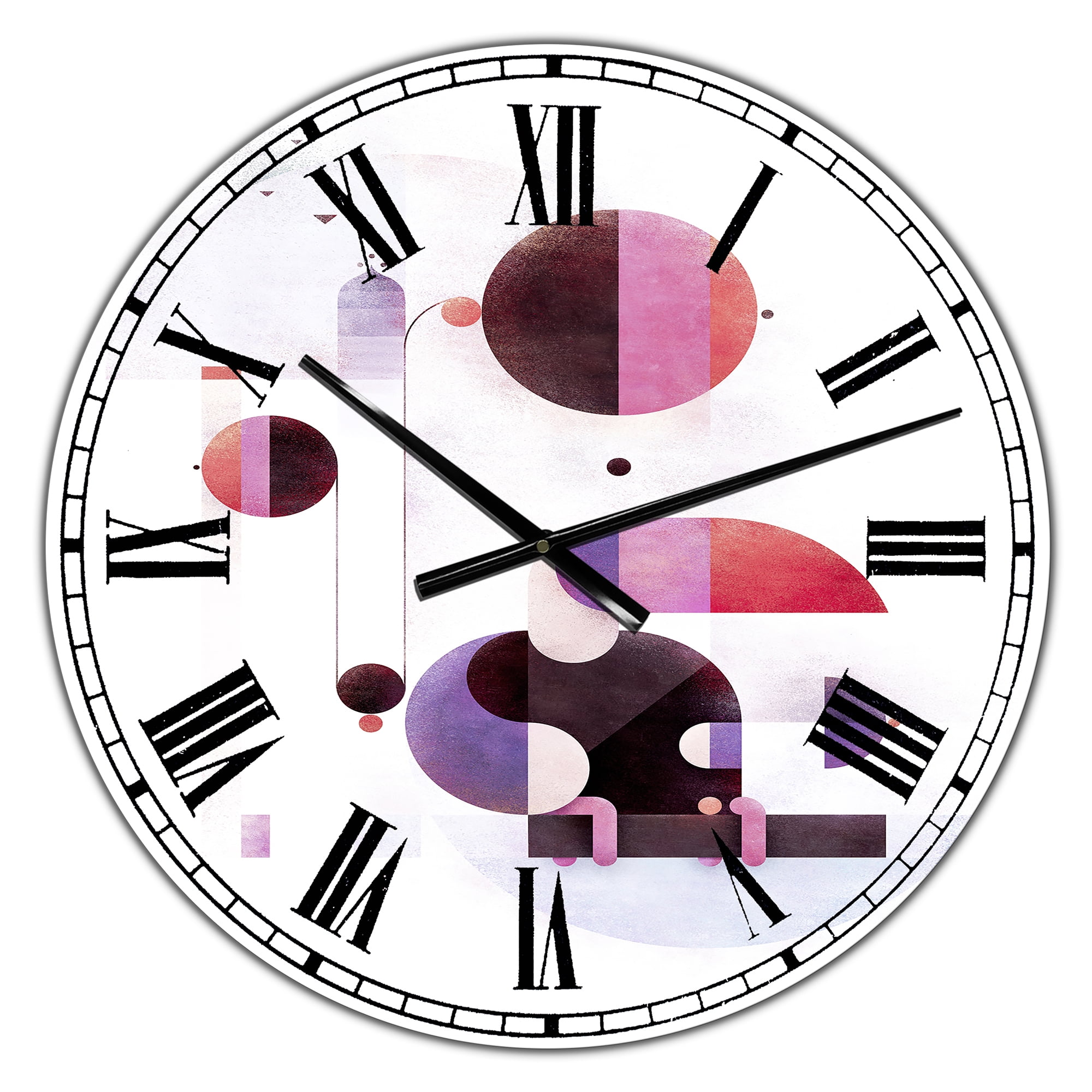 Designart Oversized Multicolor Analog Round Mid-Century Modern Wall Clocks, CLM25089-C23
