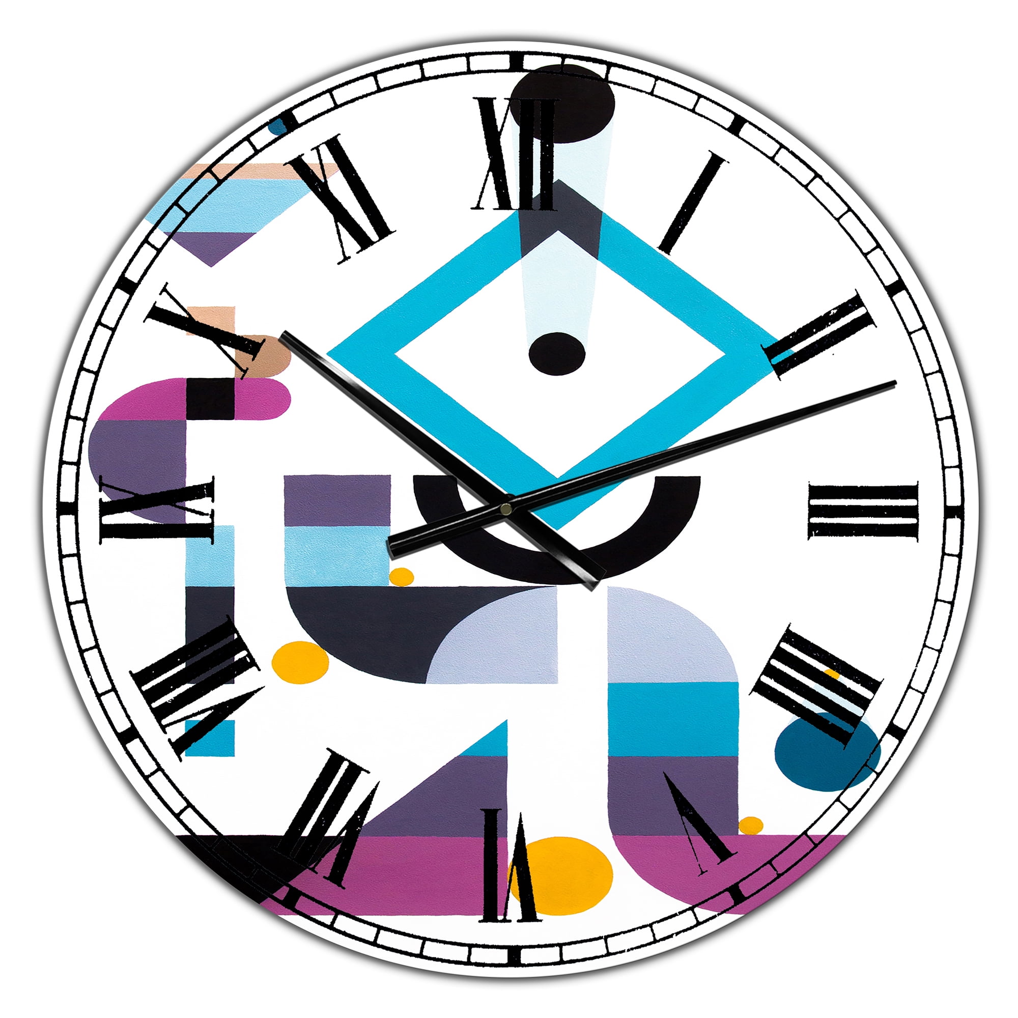 Designart Oversized Multicolor Analog Round Mid-Century Modern Wall Clocks, CLM25090-C23