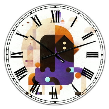 Designart Oversized Multicolor Analog Round Mid-Century Modern Wall Clocks, CLM25092-C23