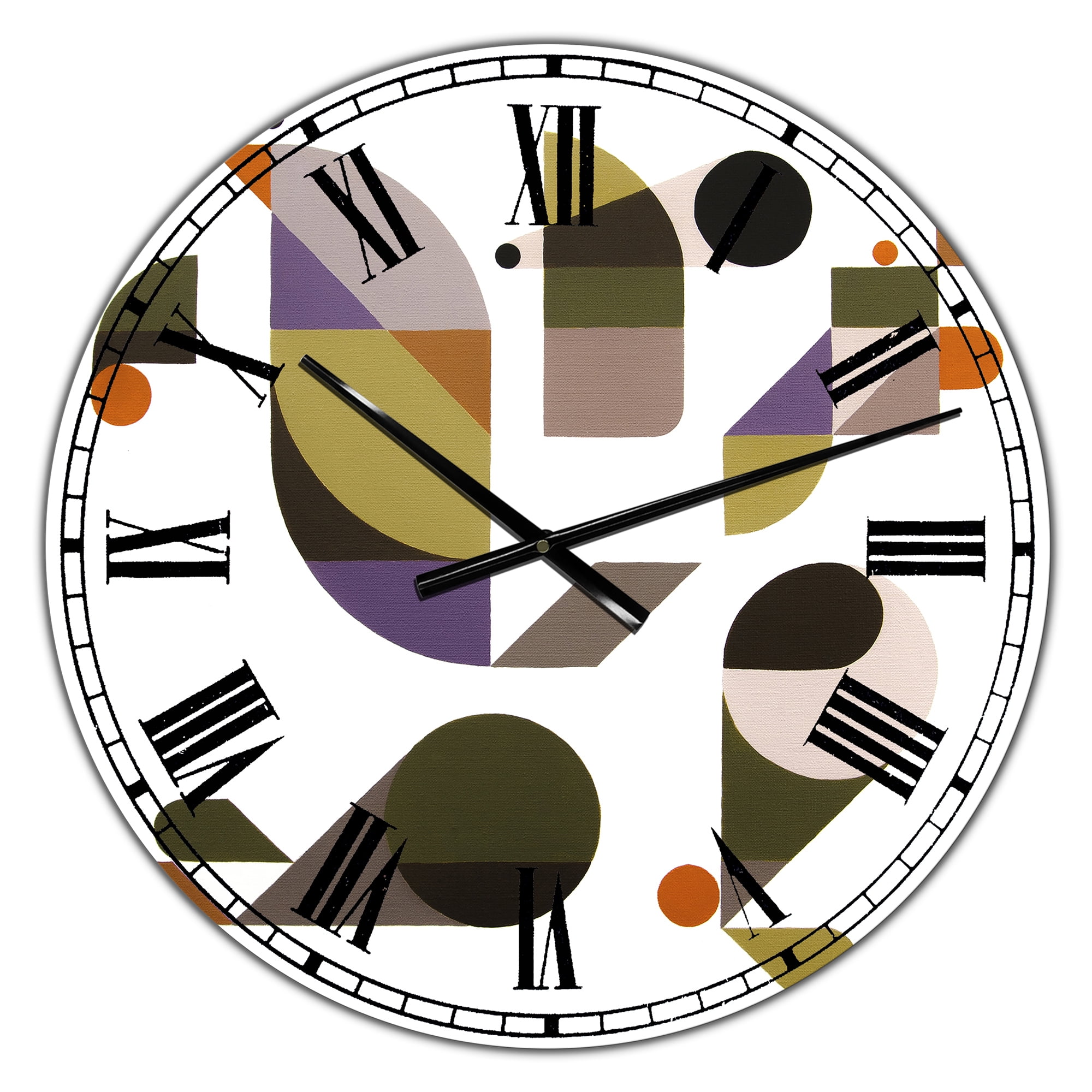 Designart Oversized Multicolor Analog Round Mid-Century Modern Wall Clocks, CLM25093-C23