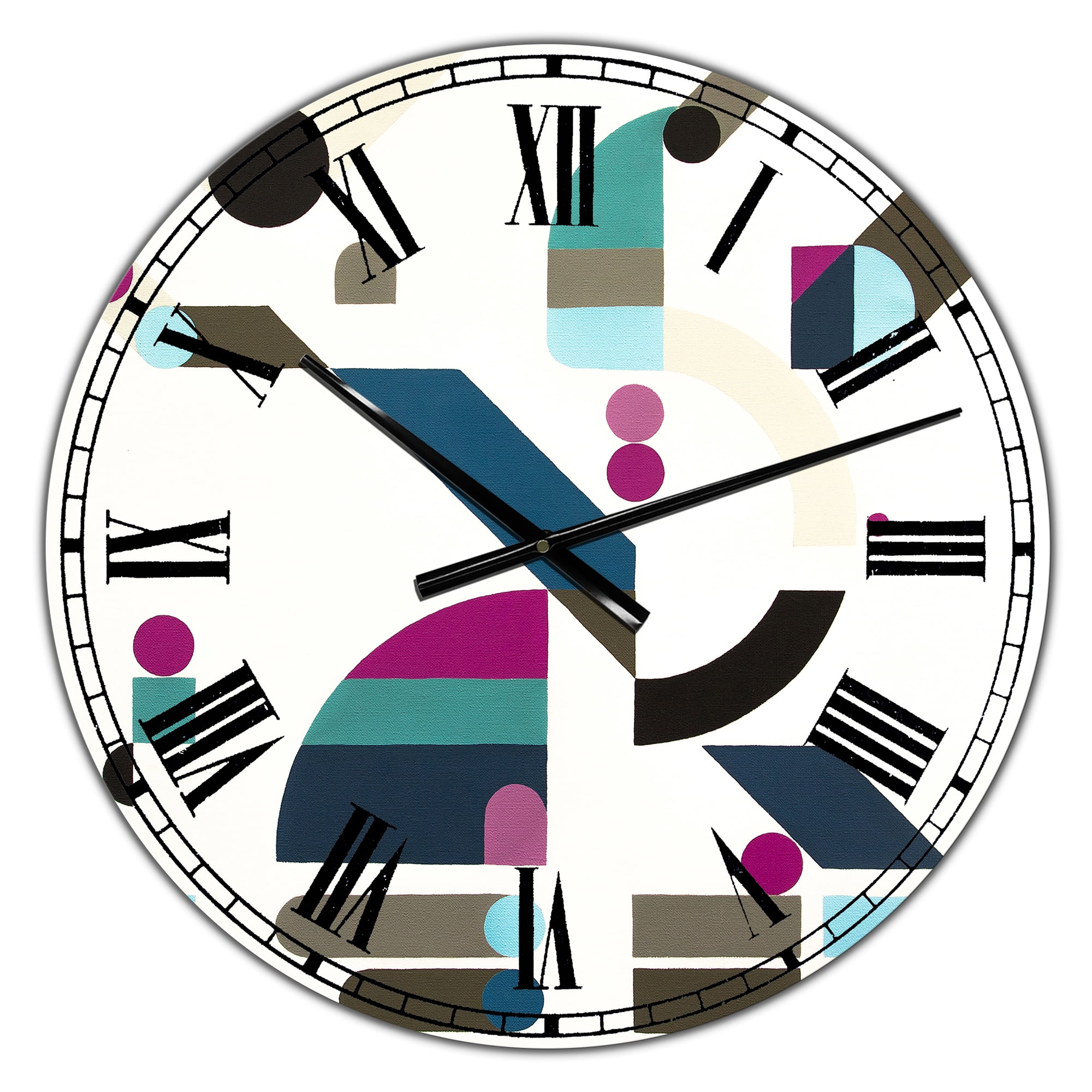 Designart Oversized Multicolor Analog Round Mid-Century Modern Wall Clocks, CLM25094-C23