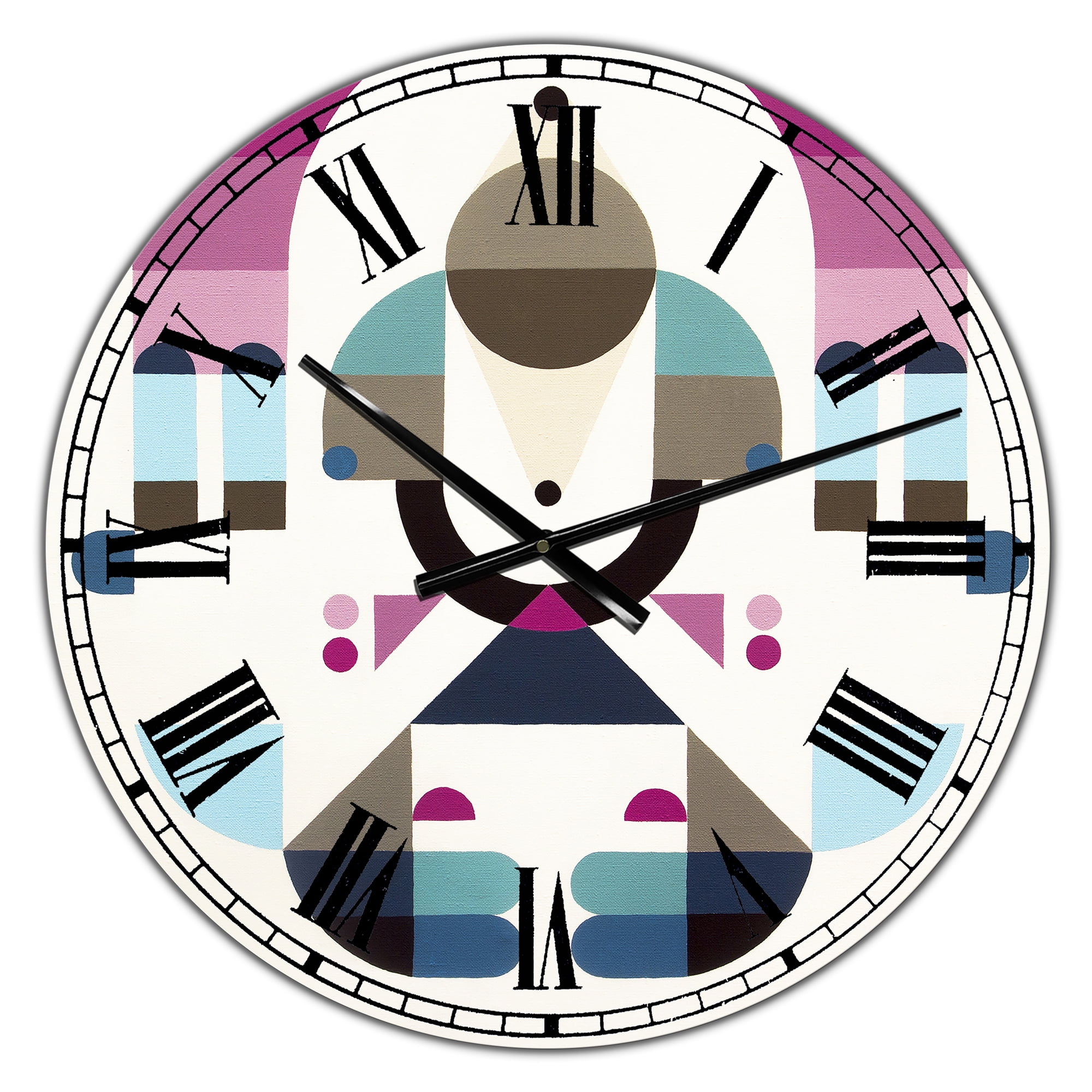 Designart Oversized Multicolor Analog Round Mid-Century Modern Wall Clocks, CLM25097-C23