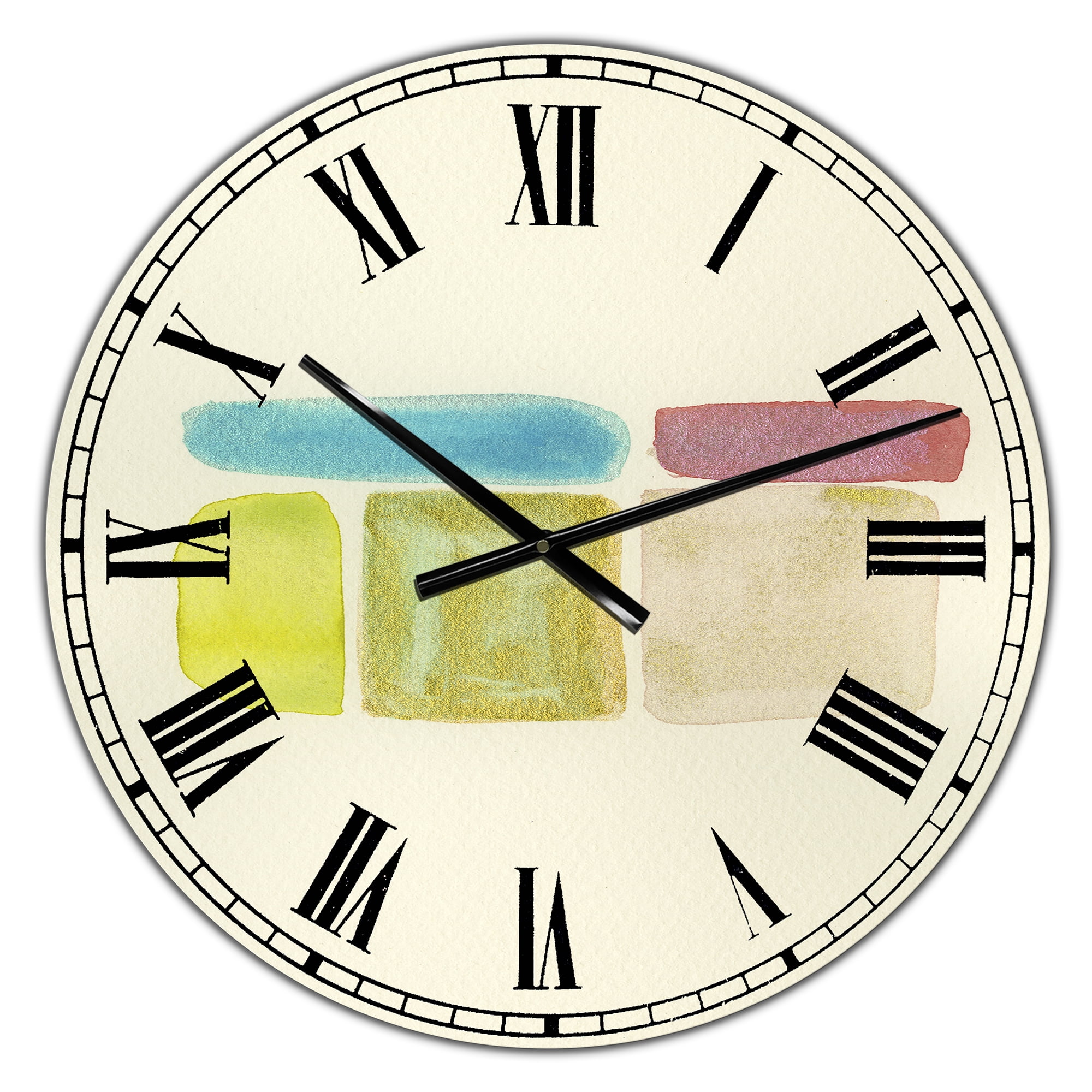 Designart Oversized Multicolor Analog Round Mid-Century Modern Wall Clocks, CLM25250-C23