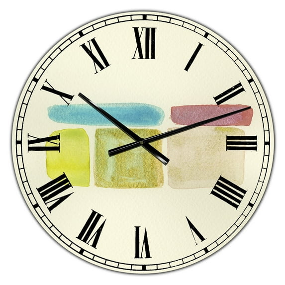 Designart Oversized Multicolor Analog Round Mid-Century Modern Wall Clocks, CLM25250-C23