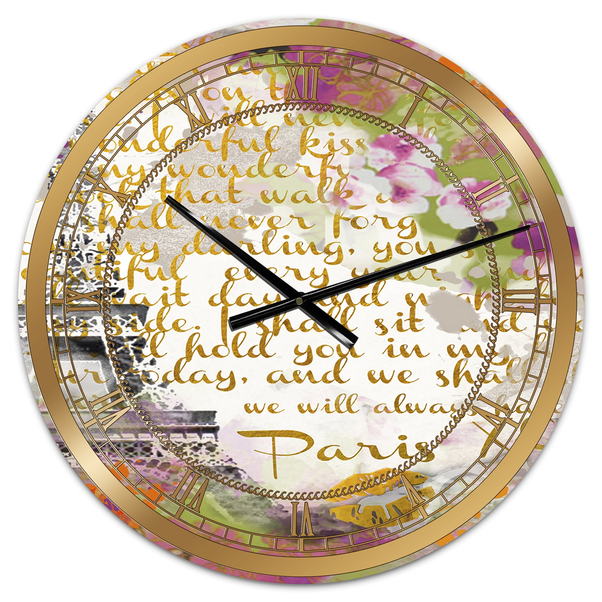 Designart Oversized Multicolor Analog Round Modern Traditional Wall Clocks, CLM25477-C23