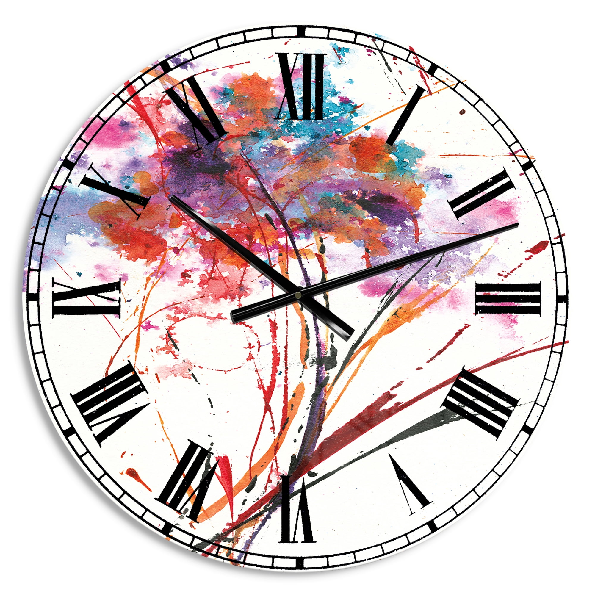 Designart Oversized Multicolor Analog Round Modern Traditional Wall Clocks, CLM30879-C23