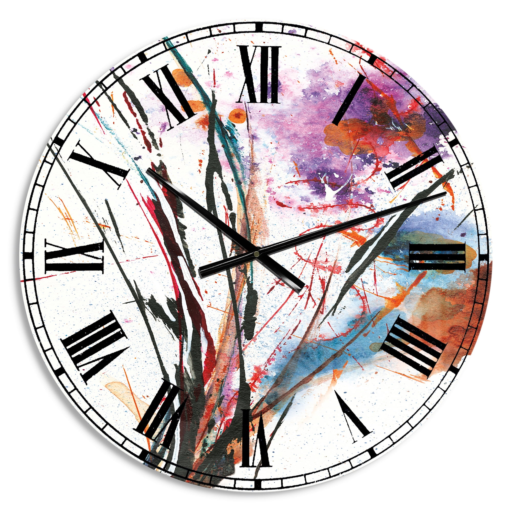 Designart Oversized Multicolor Analog Round Modern Traditional Wall Clocks, CLM30880-C23