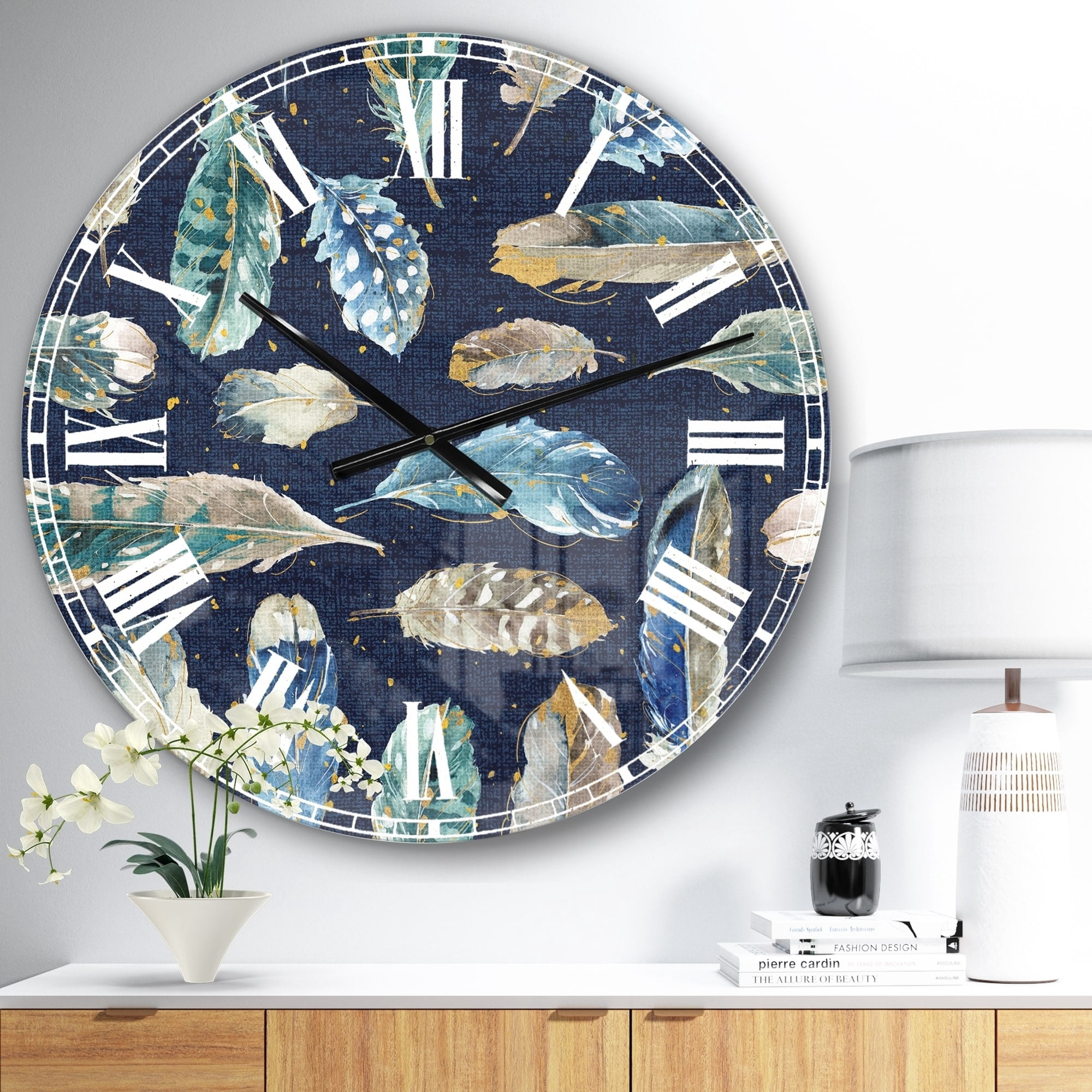 Designart Oversized Multicolor Analog Round Modern Traditional Wall Clocks, CLM30949-C23
