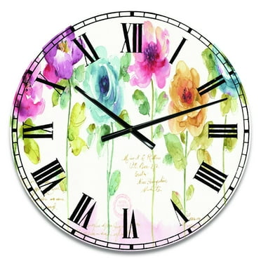 Designart Oversized Multicolor Analog Round Modern Traditional Wall Clocks, CLM31155-C23