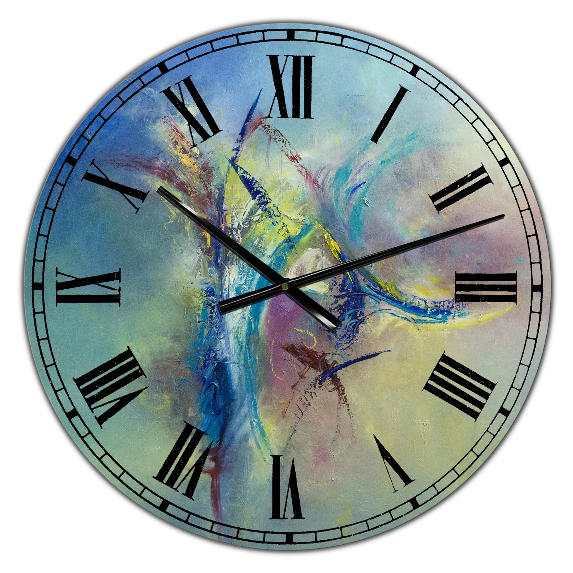 Designart Oversized Multicolor Analog Round Modern Wall Clocks, CLM25031-C23