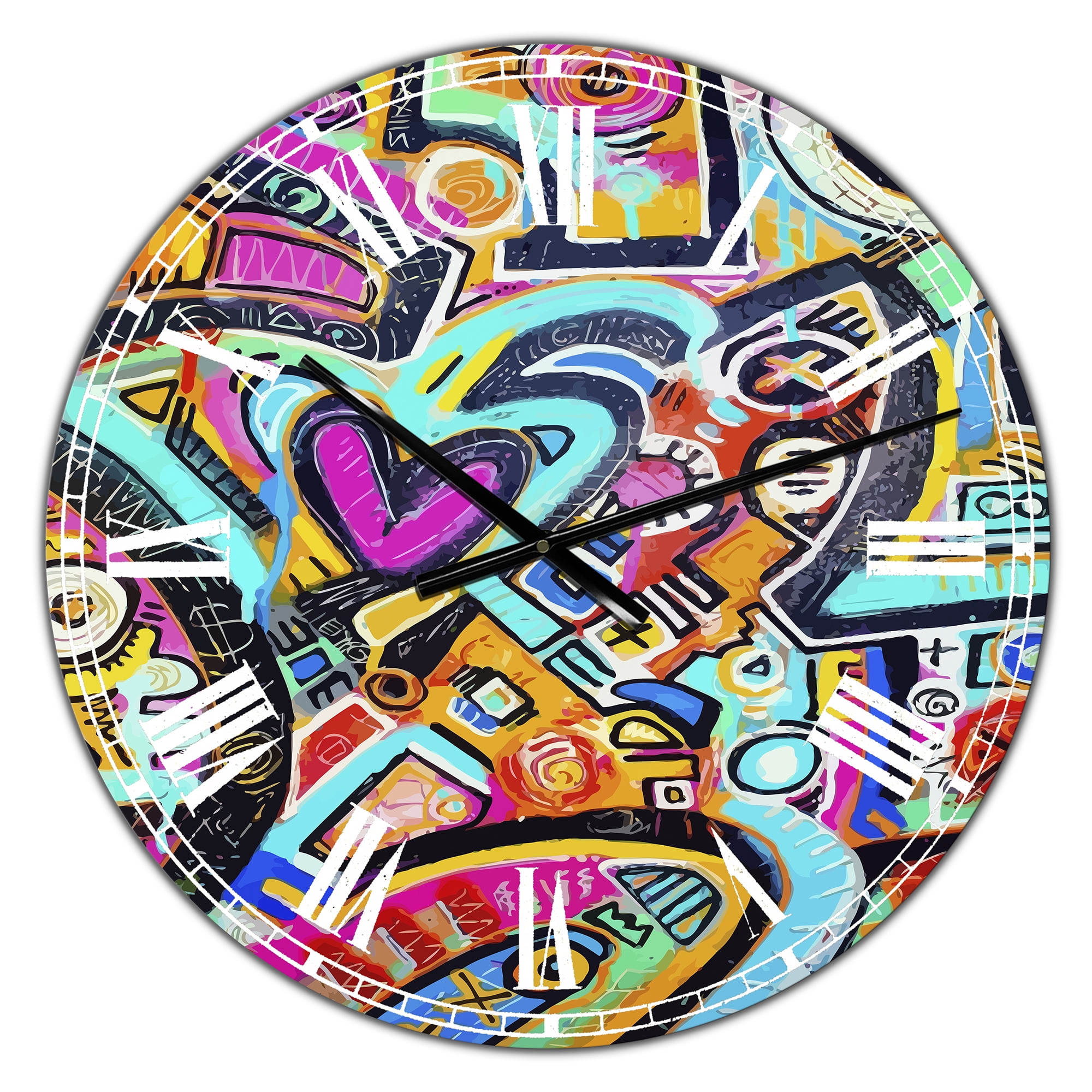 Designart Oversized Multicolor Analog Round Modern Wall Clocks, CLM25058-C23