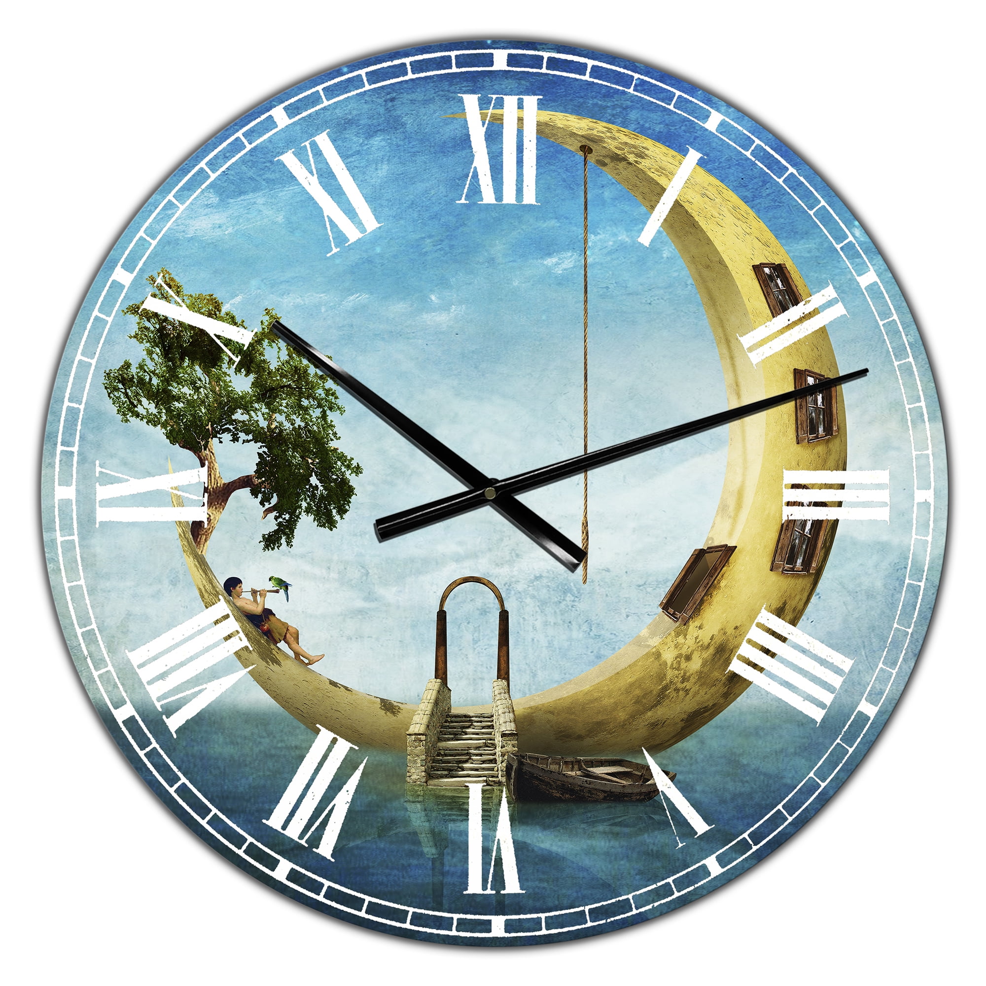 Designart Oversized Multicolor Analog Round Modern Wall Clocks, CLM25192-C23