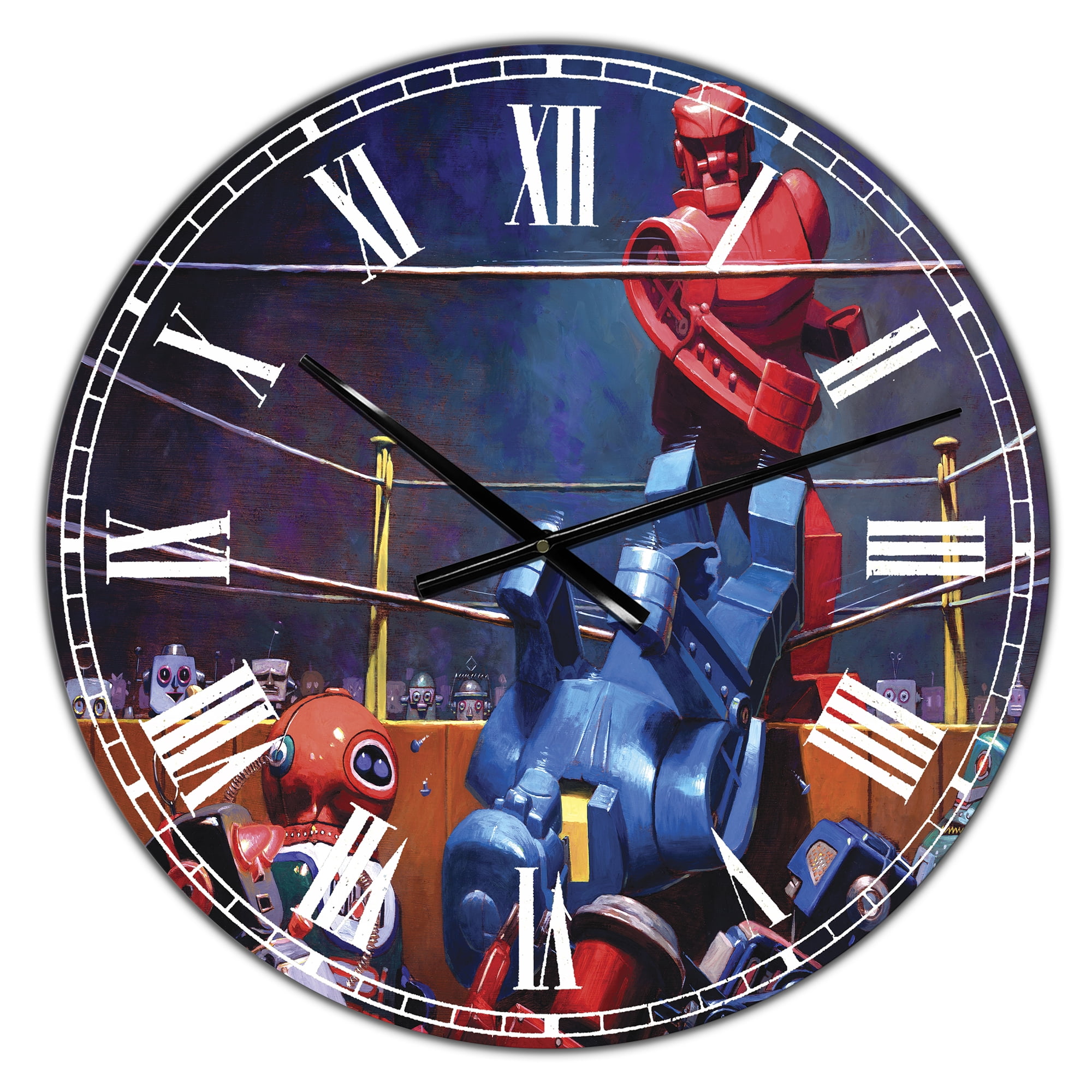 Designart Oversized Multicolor Analog Round Modern Wall Clocks, CLM25245-C23