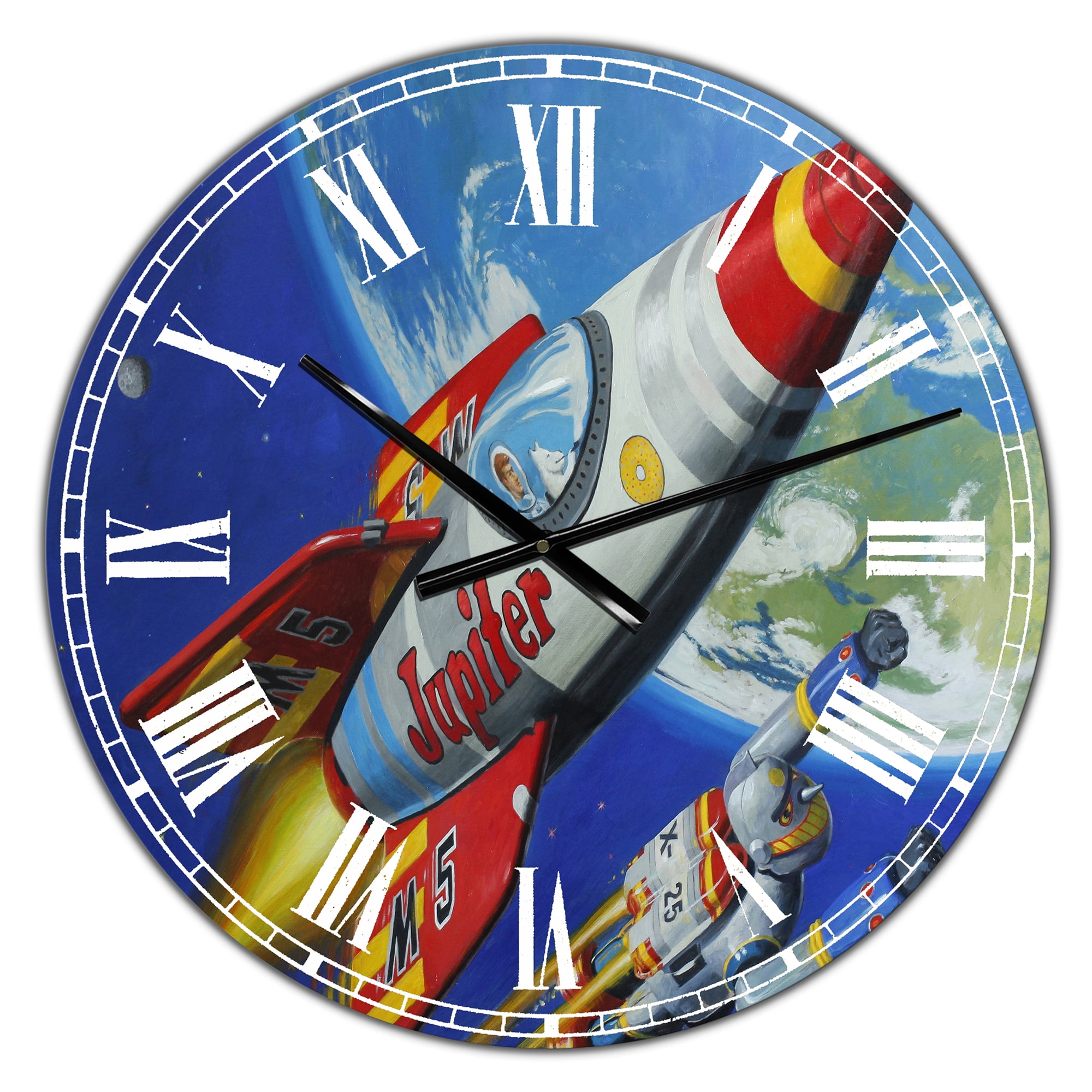 Designart Oversized Multicolor Analog Round Modern Wall Clocks, CLM25246-C23