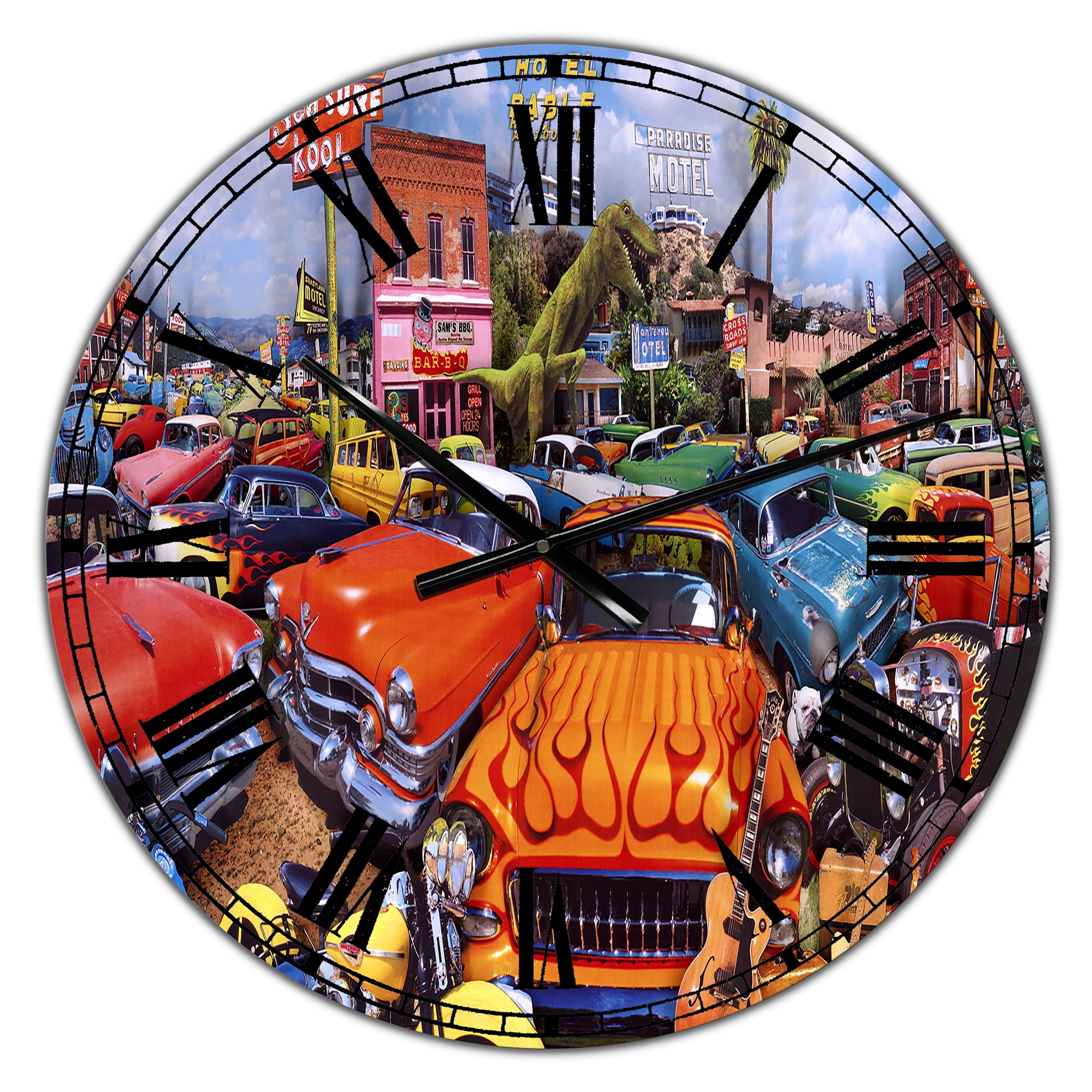 Designart Oversized Multicolor Analog Round Modern Wall Clocks, CLM25493-C23