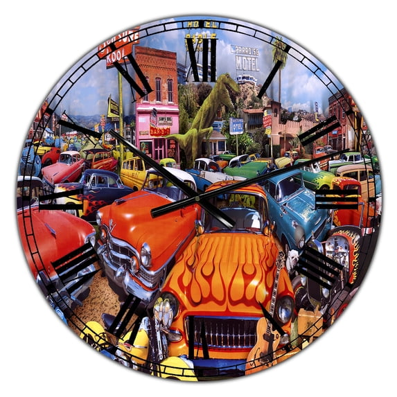 Designart Oversized Multicolor Analog Round Modern Wall Clocks, CLM25493-C23