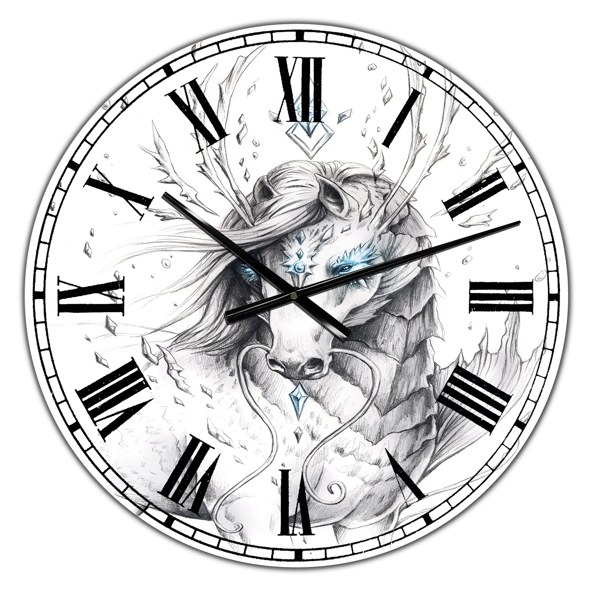 Designart Oversized Multicolor Analog Round Modern Wall Clocks, CLM25504-C23