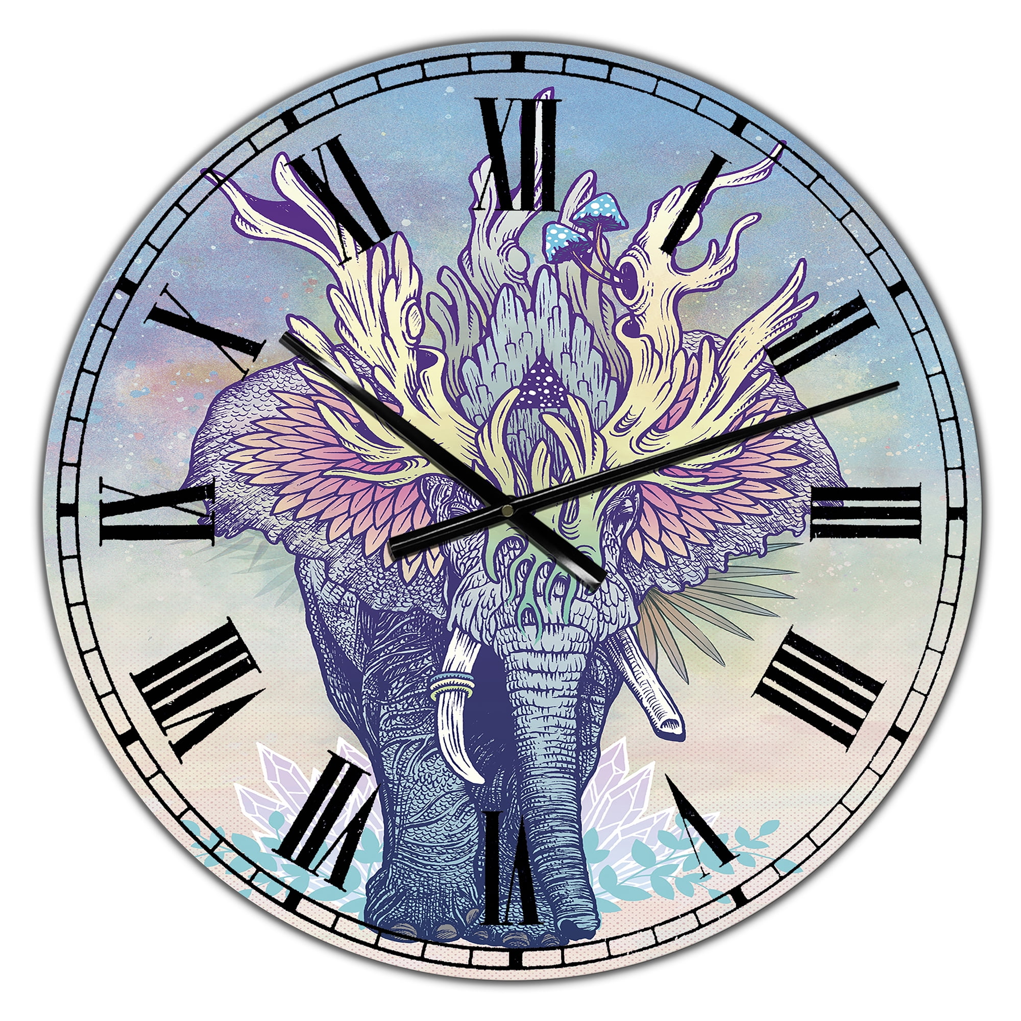 Designart Oversized Multicolor Analog Round Modern Wall Clocks, CLM25662-C23