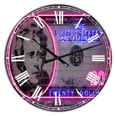 Designart Oversized Multicolor Analog Round Modern Wall Clocks, CLM25768-C23