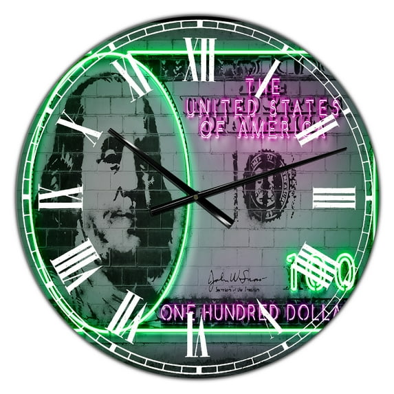 Designart Oversized Multicolor Analog Round Modern Wall Clocks, CLM25769-C23