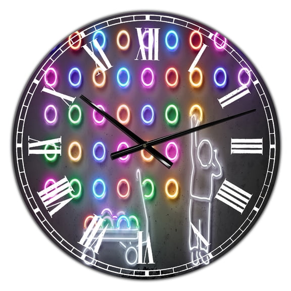 Designart Oversized Multicolor Analog Round Modern Wall Clocks, CLM25778-C23