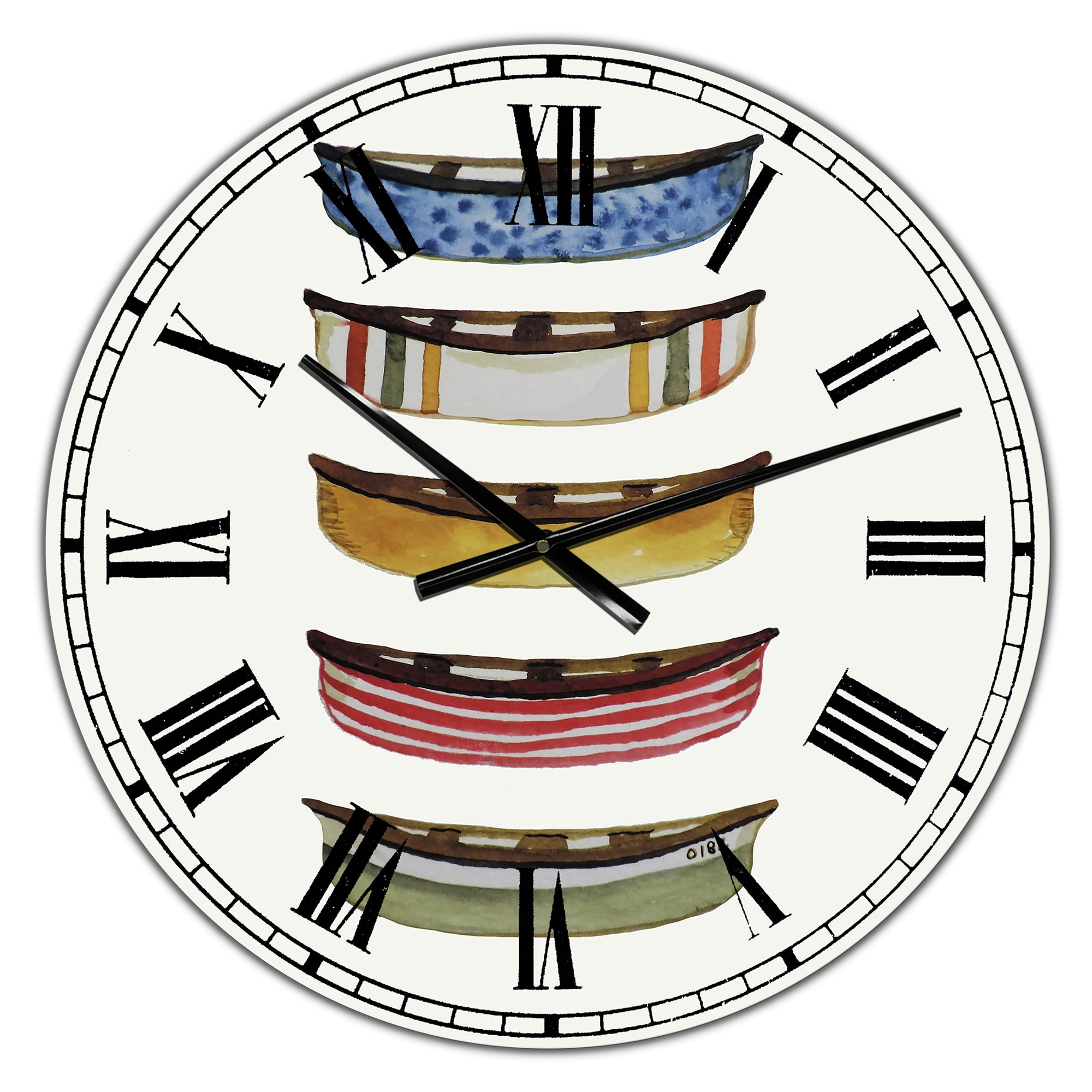 Designart Oversized Multicolor Analog Round Modern Wall Clocks, CLM25935-C23