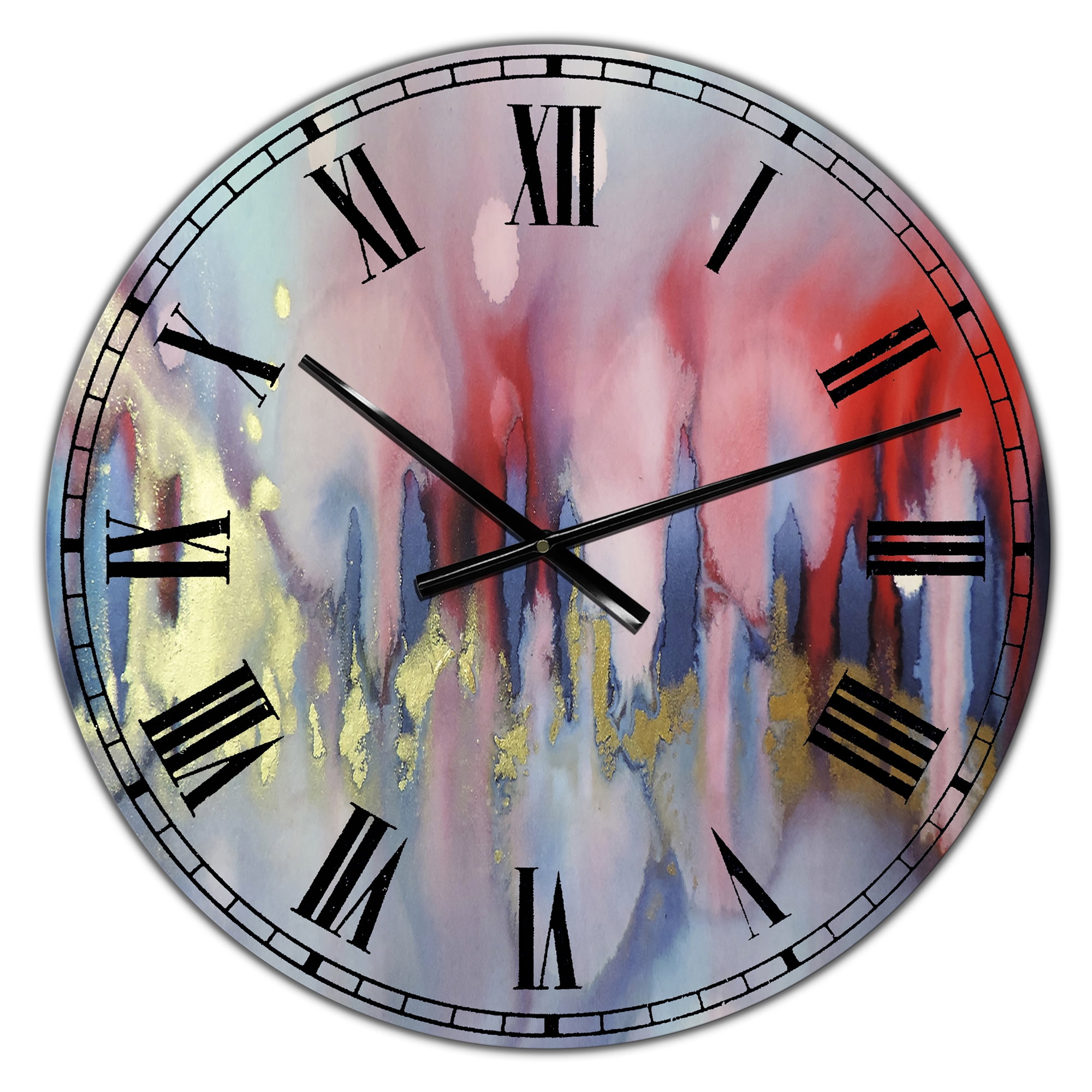 Designart Oversized Multicolor Analog Round Modern Wall Clocks, CLM25938-C23