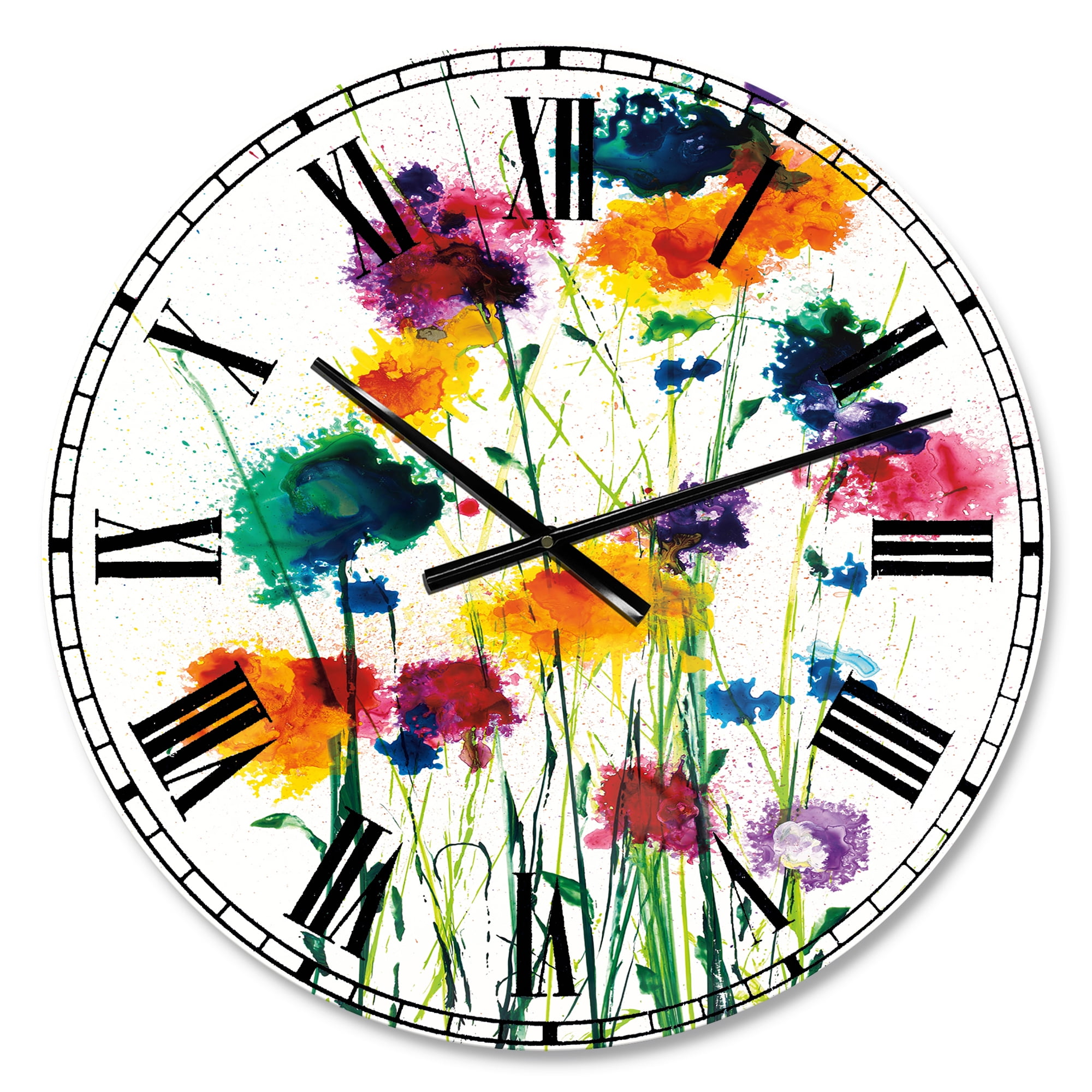 Designart Oversized Multicolor Analog Round Modern Wall Clocks, CLM30848-C23