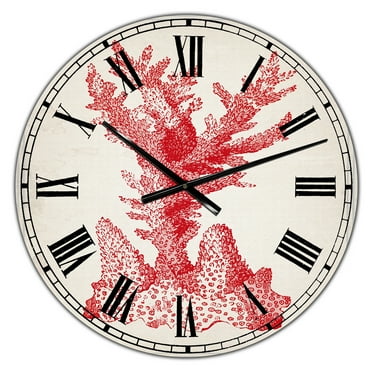 Designart Oversized Off-White Analog Round Coastal Modern Nautical Wall Clocks, CLM25740-C23