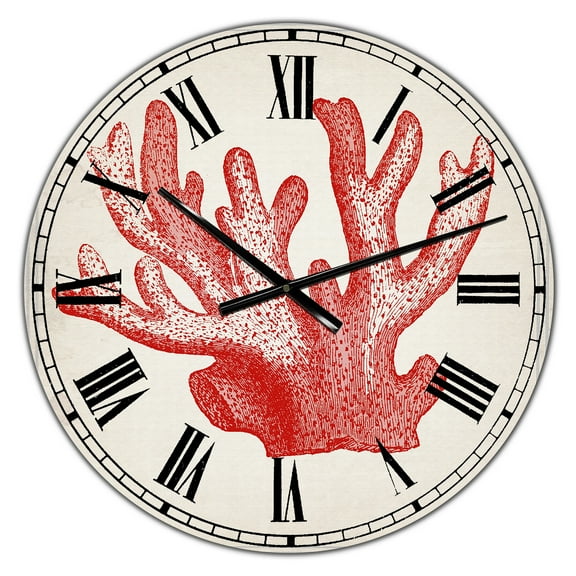 Designart Oversized Off-White Analog Round Coastal Modern Nautical Wall Clocks, CLM25742-C23