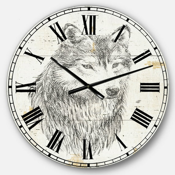 Designart Oversized Off-White Analog Round Modern Traditional Wall Clocks, CLM30976-C23