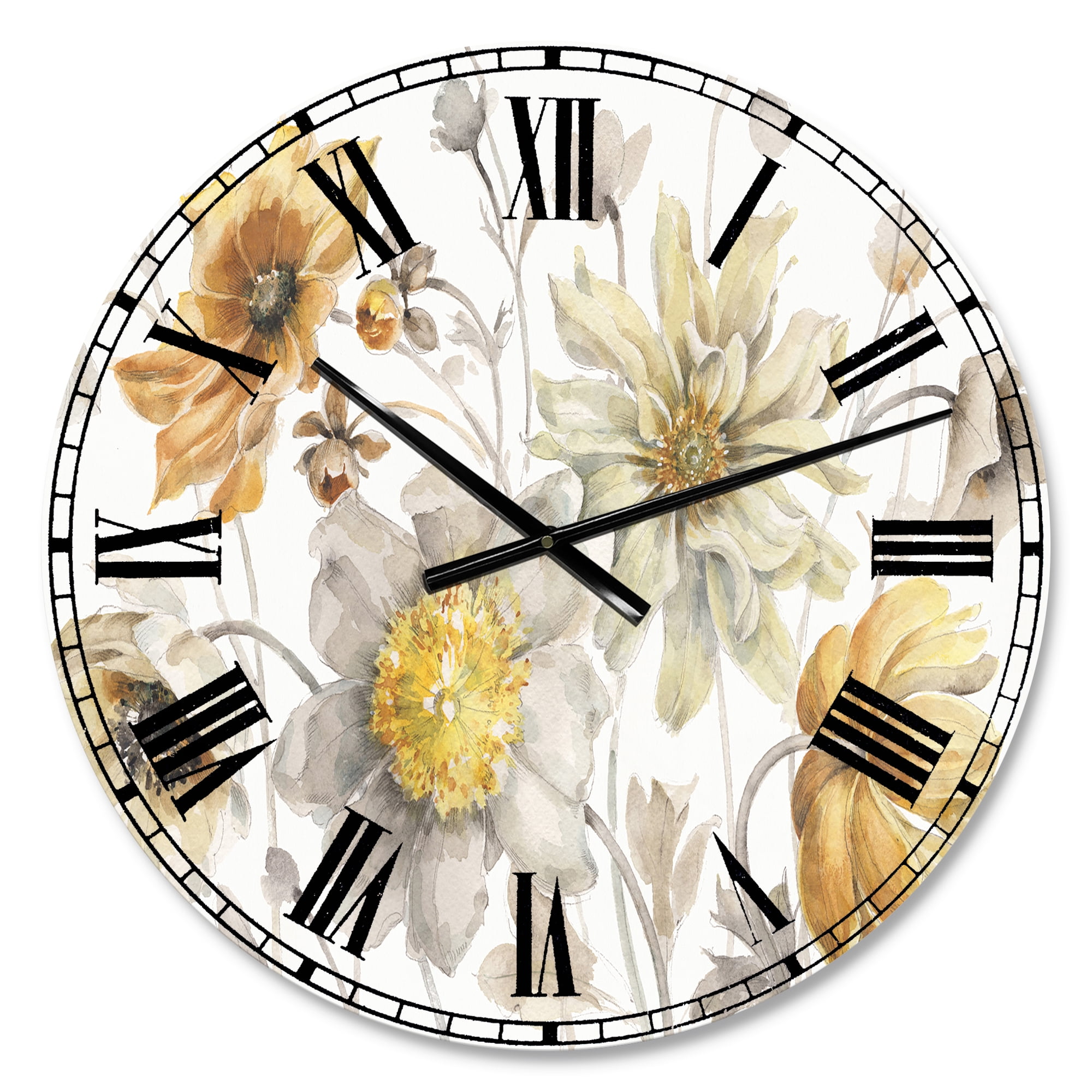 Designart Oversized Off-White Analog Round Traditional Wall Clocks, CLM30798-C23