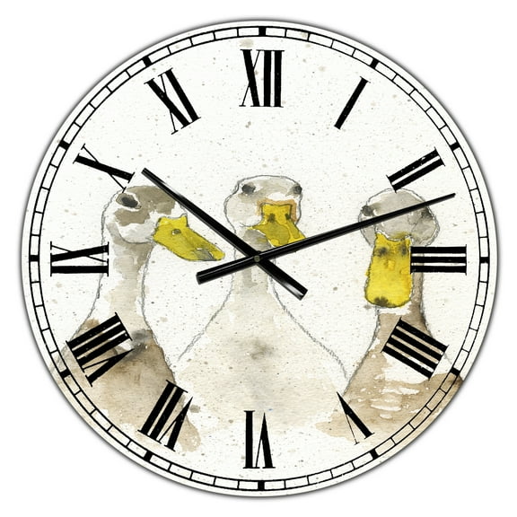 Designart Oversized White Analog Round Farmhouse Modern Wall Clocks, CLM25213-C23