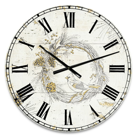 Designart Oversized White Analog Round Modern Traditional Wall Clocks, CLM30812-C23
