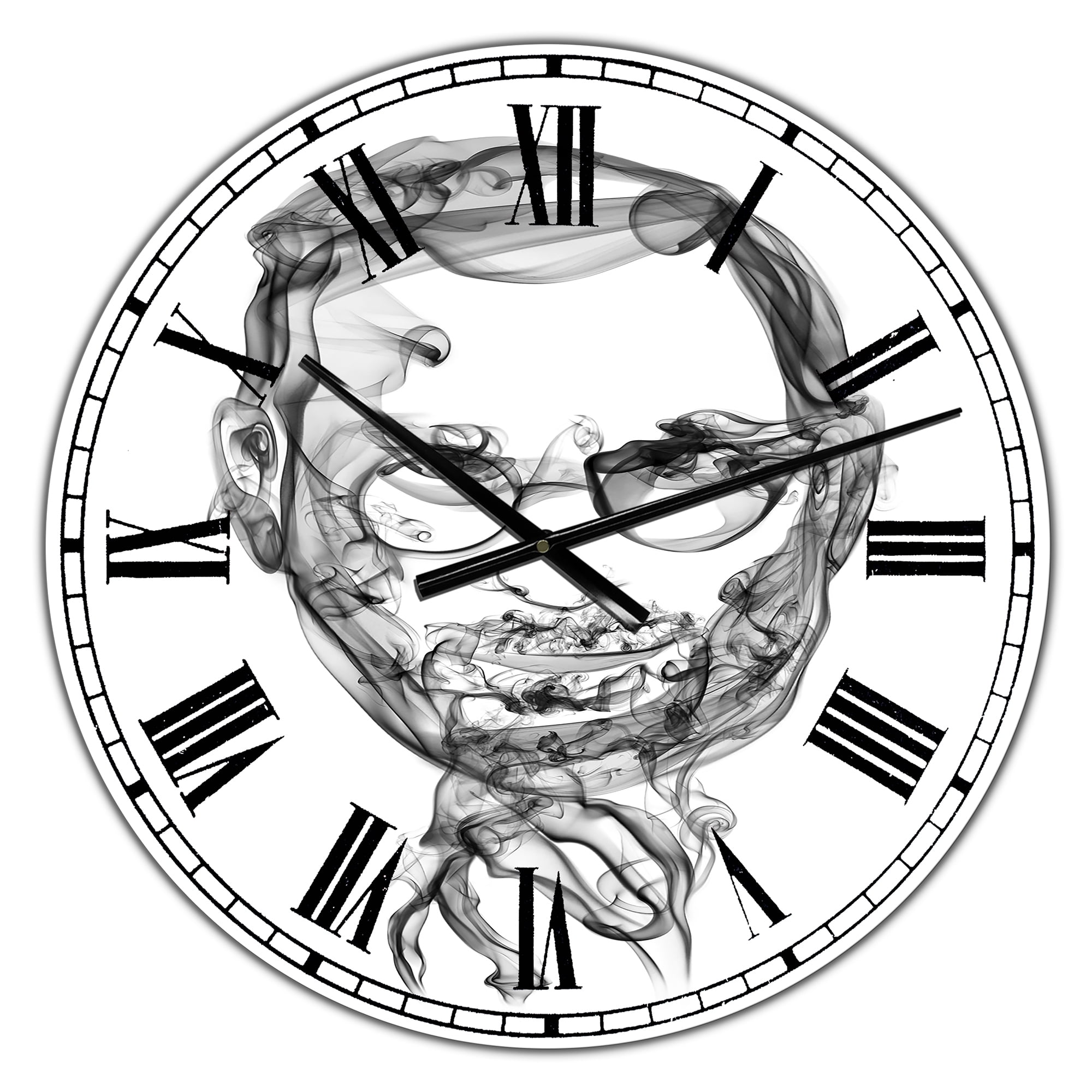 Designart Oversized White Analog Round Modern Wall Clocks, CLM25795-C23