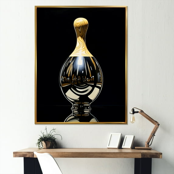 Designart "Overturned Onyx" Bowling Floater Framed Canvas Art Print