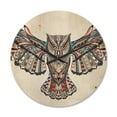 thumbnail image 1 of Designart 'Owl on the Grudge Pattern' Modern Wood Wall Clock, 1 of 5