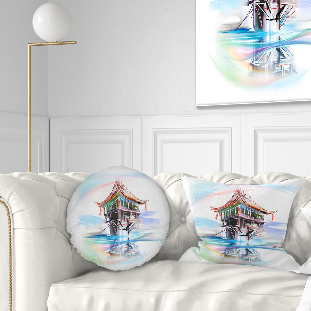 Designart Pagoda in Vietnam - Abstract Throw Pillow - 12x20