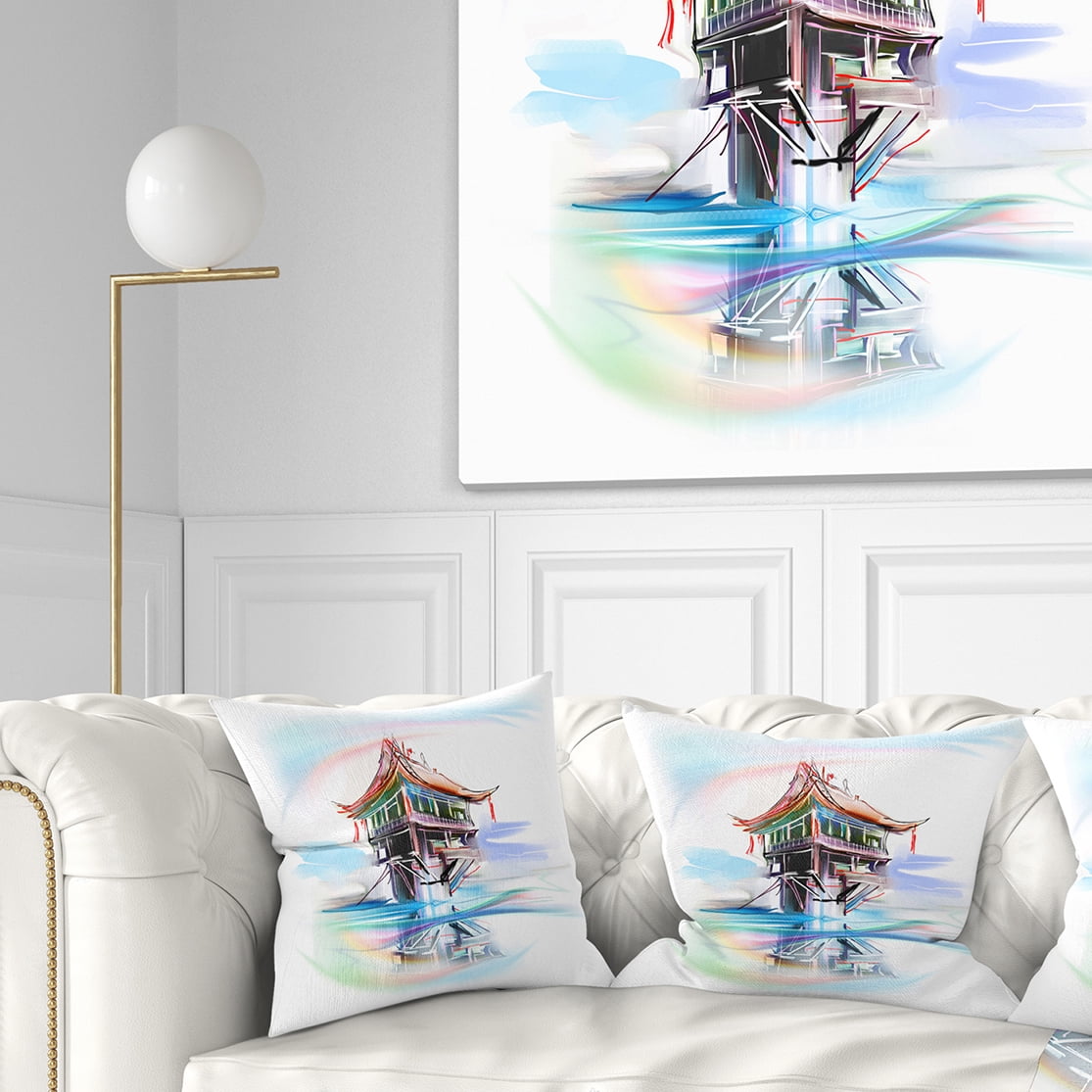 Designart Pagoda in Vietnam - Abstract Throw Pillow - 18x18