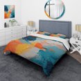 thumbnail image 1 of Designart "Paint Abstract Expression in Blue and Orange III" Abstract Painting Bedding Covert Set - Abstract Blue Modern Bed Set With 2 Shams, 1 of 5