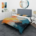 thumbnail image 1 of Designart "Paint Abstract Expression in Blue and Orange V" Abstract Painting Bedding Covert Set - Abstract Blue Modern Bed Set With 2 Shams, 1 of 5