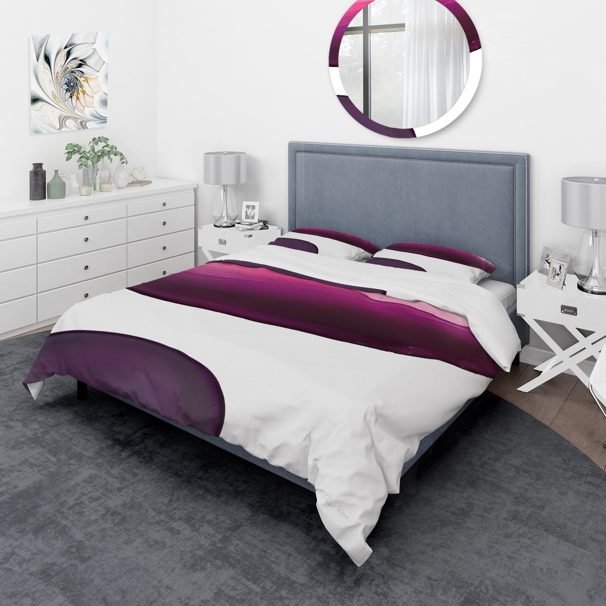 Designart 'Paint of Magenta Stone' Geometric Duvet Cover Set