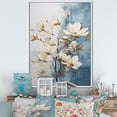 thumbnail image 1 of Designart "Painted Blue And Gold Magnolias IV" Magnolias Floater Framed Canvas Art Print, 1 of 5