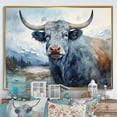 thumbnail image 1 of Designart "Painted Blue And Grey Yaks" Yaks Floater Framed Canvas Art Print, 1 of 5