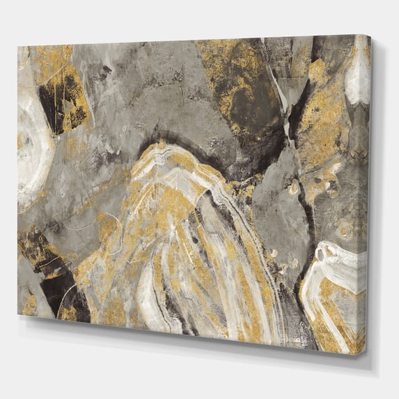 Designart 'Painted Gold Stone' Cabin & Lodge Canvas Art